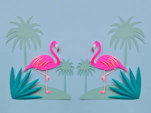 A Sunny Day With A Tropical Flamingo Wallpaper