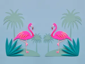 A Sunny Day With A Tropical Flamingo Wallpaper