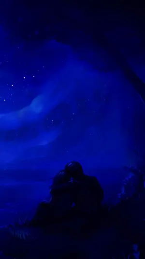 A Sweet Embrace Between Two Black Lovers. Wallpaper