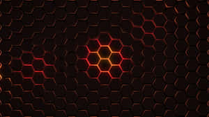 A Swirling Pattern Of Modern Orange, Blue And Yellow Hexagons Wallpaper