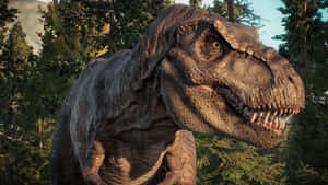 A T - Rex Is Walking Through The Forest Wallpaper