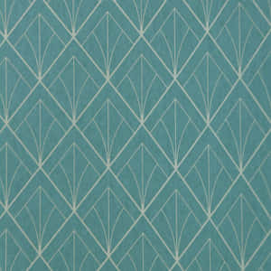 A Teal And White Wallpaper With Geometric Designs Wallpaper