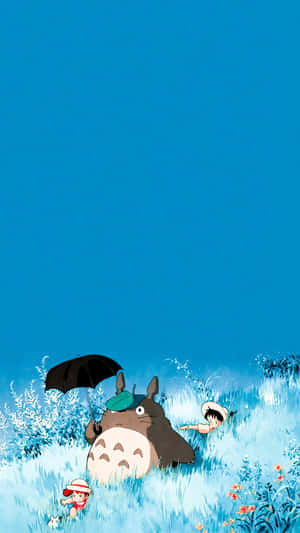 A Totoro And A Tonkatsu In The Grass Wallpaper
