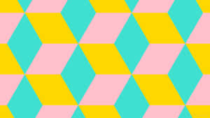 A Vibrant Combination Of Pink, Yellow, And Blue Wallpaper