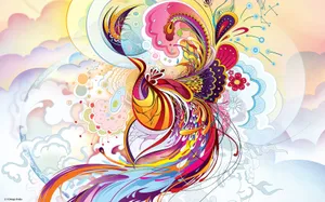 A Vibrant Phoenix With An Atypical Color Palette Wallpaper