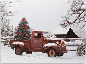 'a Vintage Truck With A Festive Christmas Schedule' Wallpaper