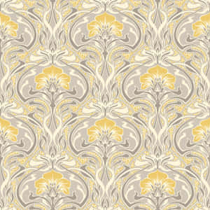 A Wallpaper With Yellow And Gray Flowers Wallpaper