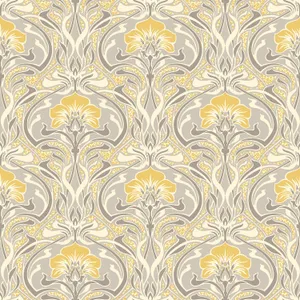 A Wallpaper With Yellow And Gray Flowers Wallpaper