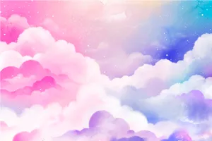 A Watercolor Painting Of Clouds In Pink, Blue And Purple Wallpaper