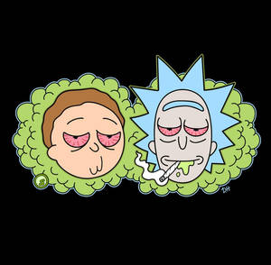 A Whimsical Display Of Rick And Morty Engaging In A Comedic Weed-themed Adventure. Wallpaper