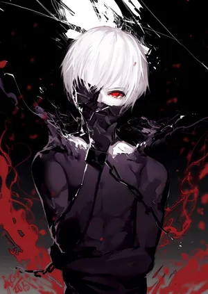 A White Anime Character With Blood On His Face Wallpaper