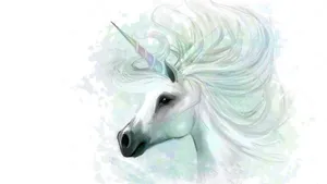 A White Unicorn With A Long Mane Wallpaper
