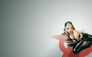 A Woman In Black Leather And A Red Star Wallpaper