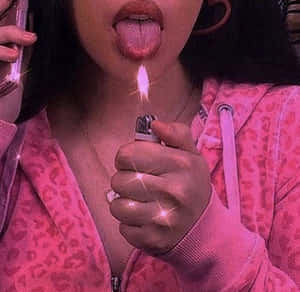 A Woman Is Holding A Lighter Wallpaper