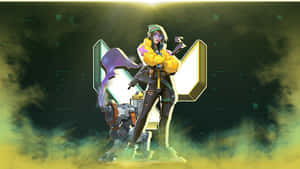 A Woman With A Gun And A Yellow Background Wallpaper