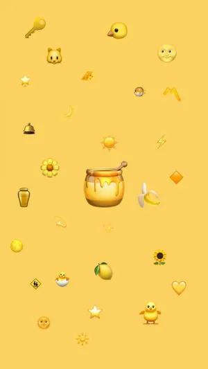 A Yellow Background With A Bunch Of Yellow Emojis Wallpaper