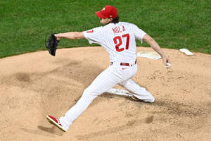 Aaron Nola Sweeping Pitch Wallpaper