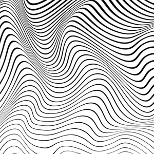 Abstract Black White Wavy Lines Pattern Wallpaper