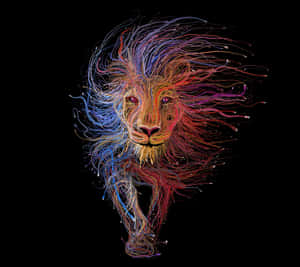 Abstract Lion Surrounded By Sparks Of Light Wallpaper