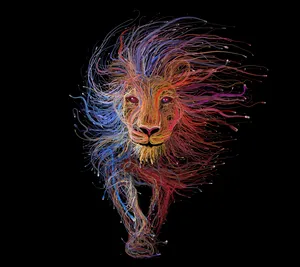 Abstract Lion Surrounded By Sparks Of Light Wallpaper