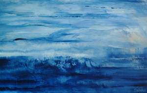 Abstract Ocean Blue Painting Wallpaper