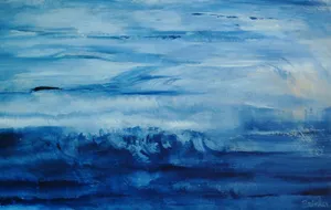 Abstract Ocean Blue Painting Wallpaper