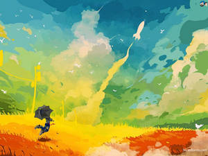 Abstract Oil Painting Of A Colorful Cityscape Wallpaper