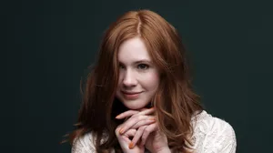 Actress Karen Gillan Looking Stunning In Red Wallpaper
