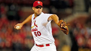 Adam Wainwright With Baseball Mitt Wallpaper