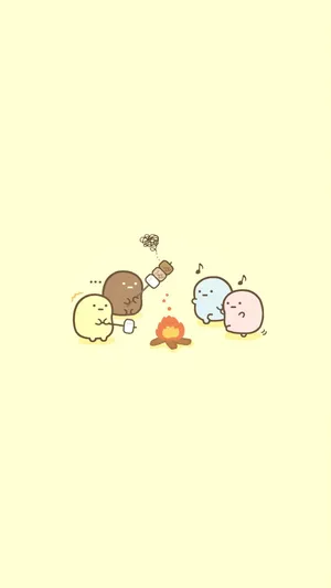 Adorable_ Animated_ Marshmallows_ Campfire Wallpaper