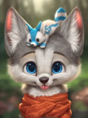 Adorable Baby Fox In Blue And Gray Tones Wallpaper