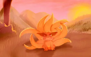 Adorable Baby Kurama In A Serene Forest Setting. Wallpaper