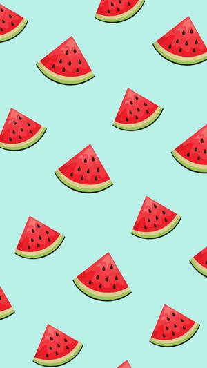 Adorable Blue Watermelon Pattern Art Wallpaper