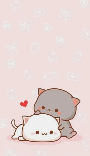 Adorable Cartoon Cats Love Wallpaper