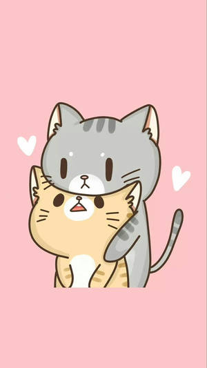 Adorable Cat Couple On Kawaii Ipad Wallpaper