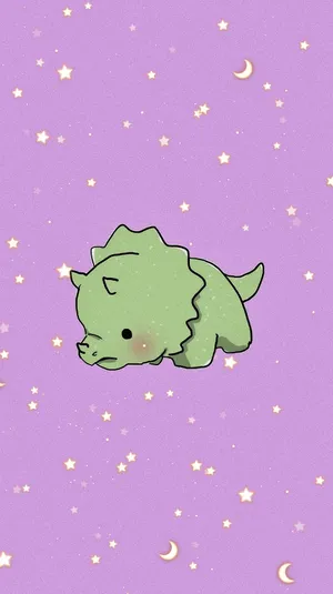 Adorable Green Dino Kawaii Iphone Wallpaper Wallpaper