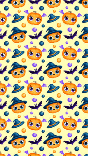 Adorable Smiling Pumpkin With Autumn Leaves Wallpaper