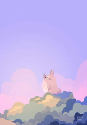 Adorable Totoro Purple Pastel Iphone Digital Art Wallpaper