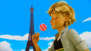 Adrien Agreste Lollipop Photoshoot Wallpaper