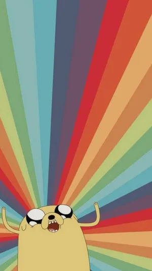 Adventure Time Jake Rainbow Backdrop Wallpaper