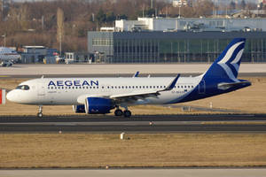 Aegean Airlines Airbus A320neo Ready For Takeoff On Runway. Wallpaper