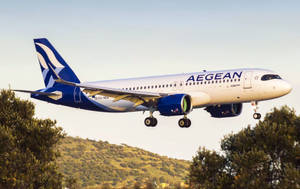 Aegean Airlines Flag Carrier A320-271n On Landing Gears Wallpaper