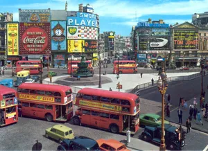 Aerial View Piccadilly Circus In 80s Wallpaper