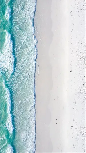 Aerial View4 K Ultra H D Beach Waves Wallpaper