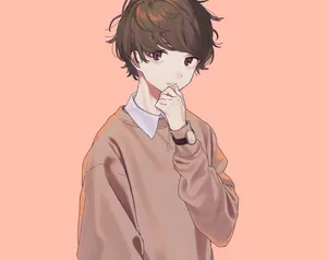 Aesthetic Anime Boy Icon Pink Sweater Wallpaper