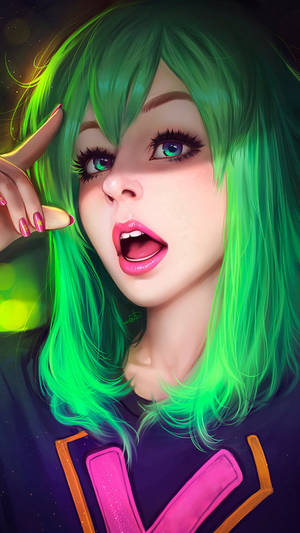Aesthetic Anime Girl Green Hair Wallpaper