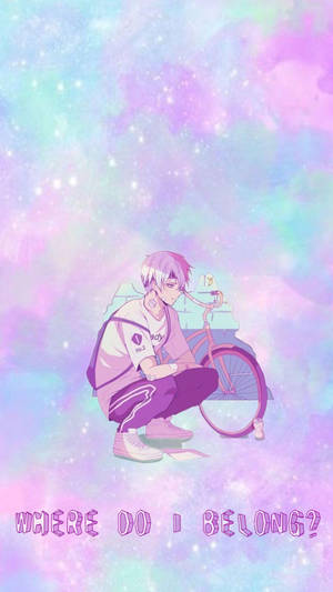 Aesthetic Anime Man With Bike Phone Wallpaper