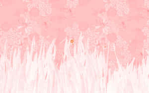 Aesthetic Baby Pink With Leaves Wallpaper