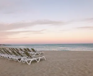 Aesthetic Beach Lounge Benches Wallpaper