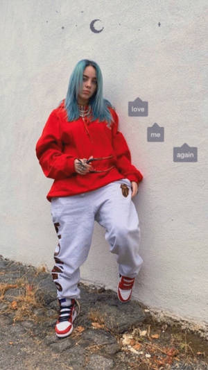 Aesthetic Billie Eilish On Wall Text Bubbles Wallpaper